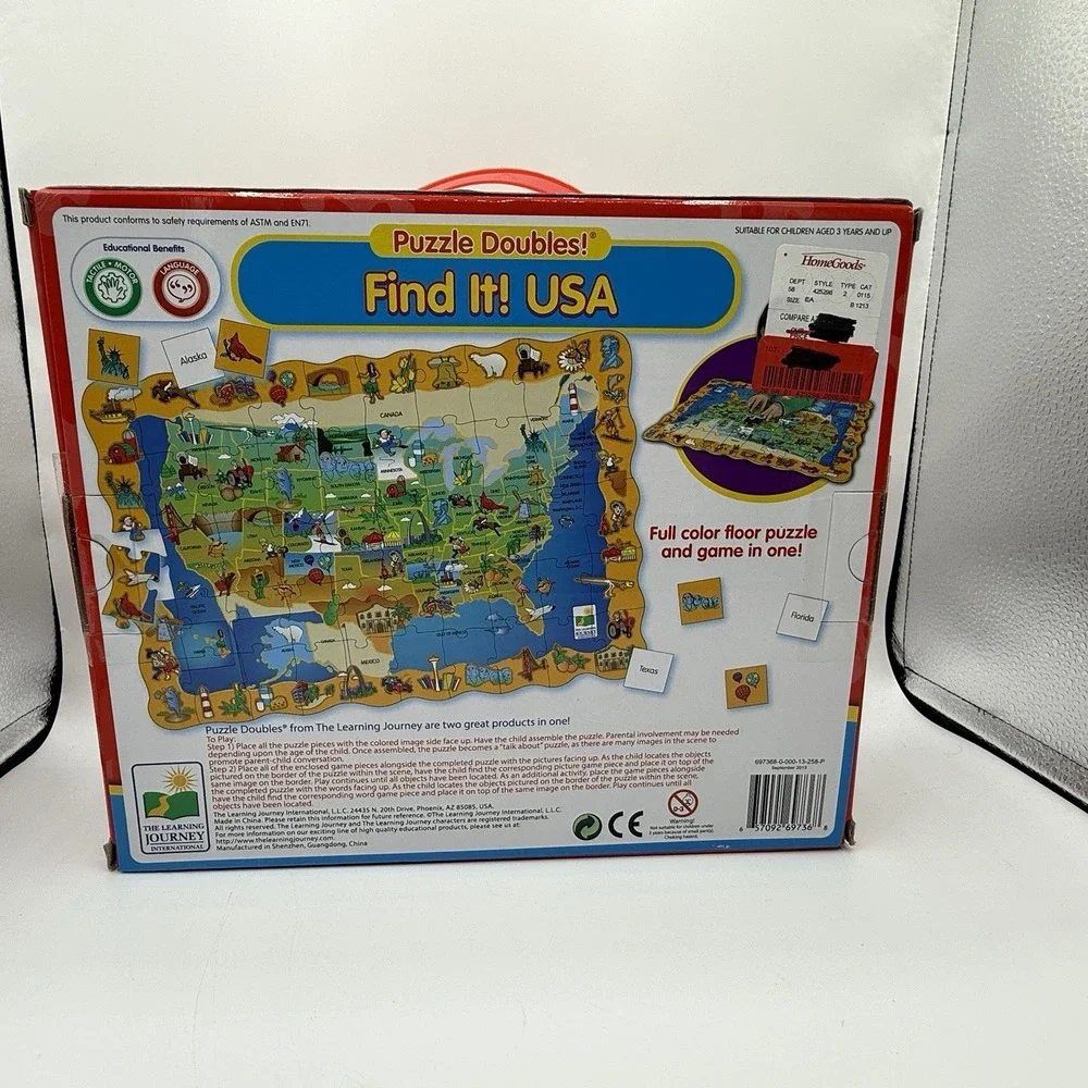 SEALED IN BOX FIND IT! USA Giant Floor Puzzle & Game in One! NEW 3' x 2' map NIB